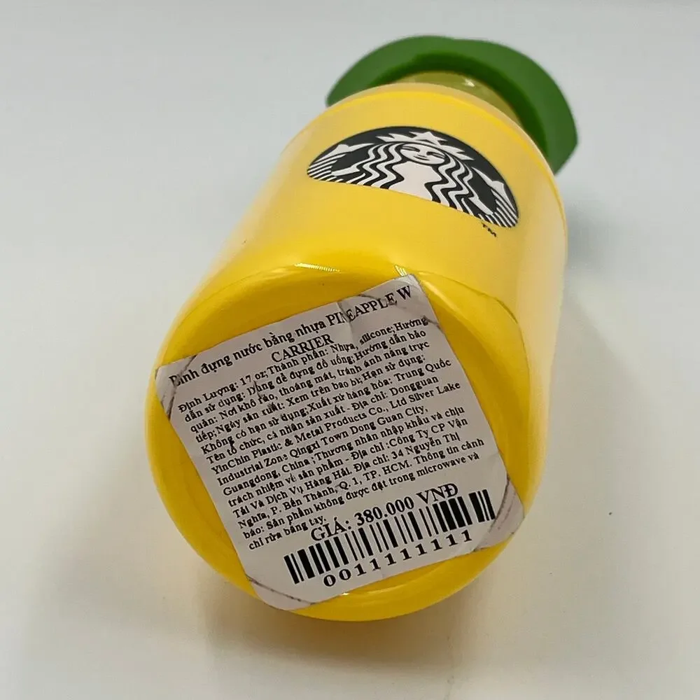 2020 Starbucks Taiwan 17oz Pineapple Plastic Yellow Tumbler w/Twist Cap NEW RARE